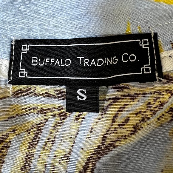 Buffalo Trading Co. Featherweight Light Blue & Yellow Palm Leaf Print Ro… - Picture 4 of 10